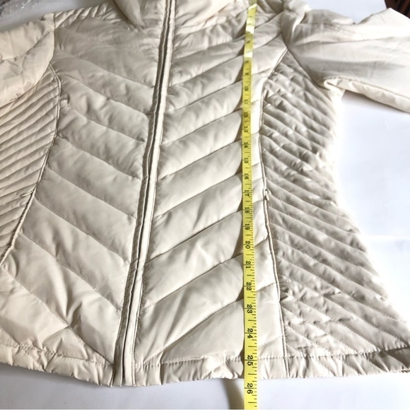 Kenneth Cole Reaction Womens Cream Chevron Quilted Down Feather Puffer Jacket L - Picture 14 of 14
